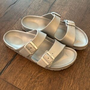 Silver/gray Birkenstock sandals, size 41